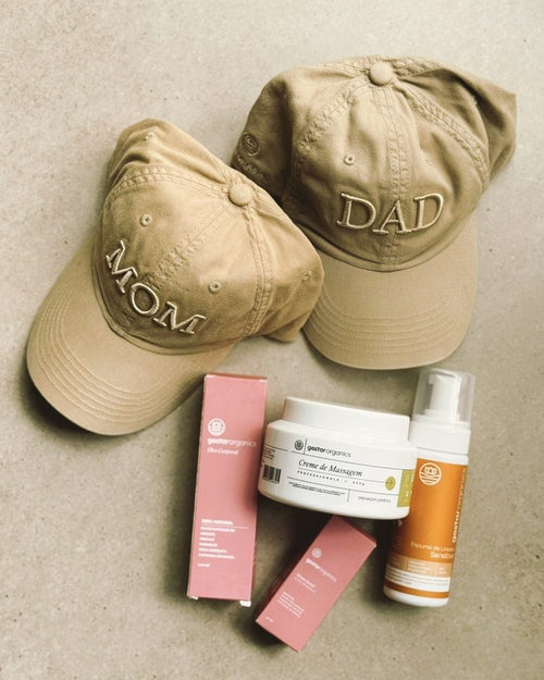 Bonés MOM e DAD com produtos Gestar
